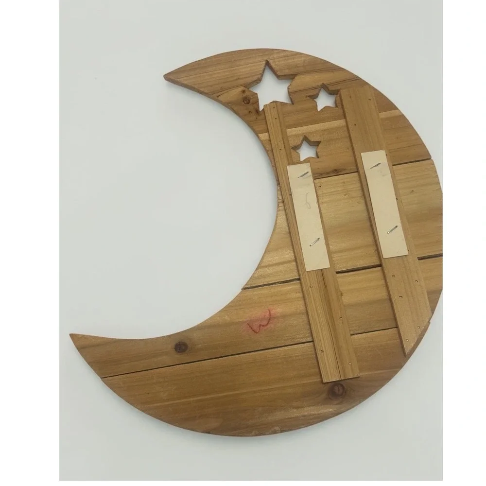 Love You To The Moon and Back Wooden Crescent Moon Star Wall Decor Nursery Sign